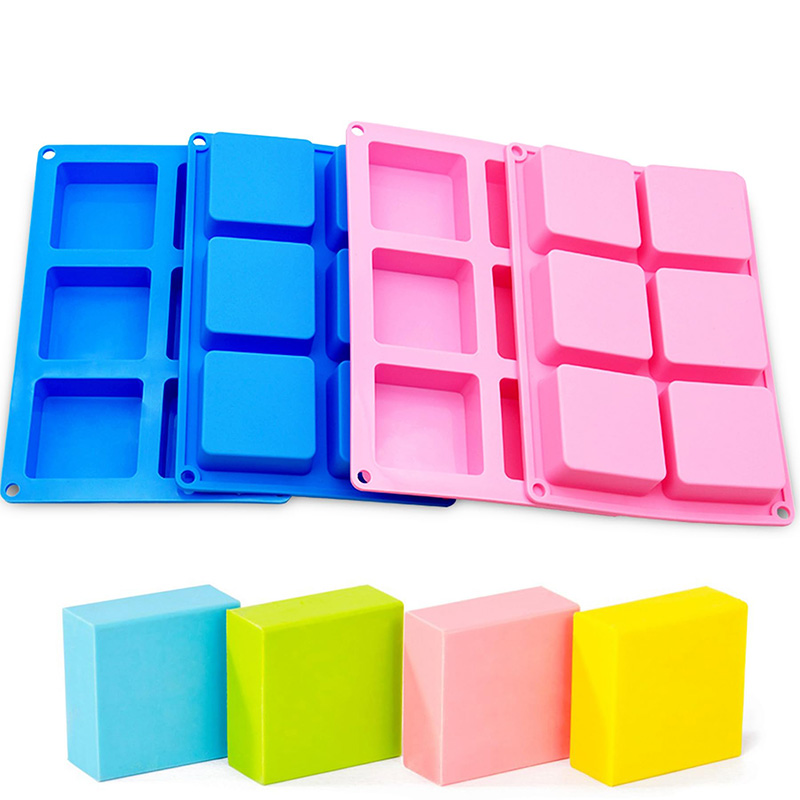 Soap Making Gloves - Square Soap Molds 6-Cavity Non-Stick Silicone